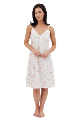 Indigo Sky Water Colour Floral Matt Satin Chemise On Padded Hangers